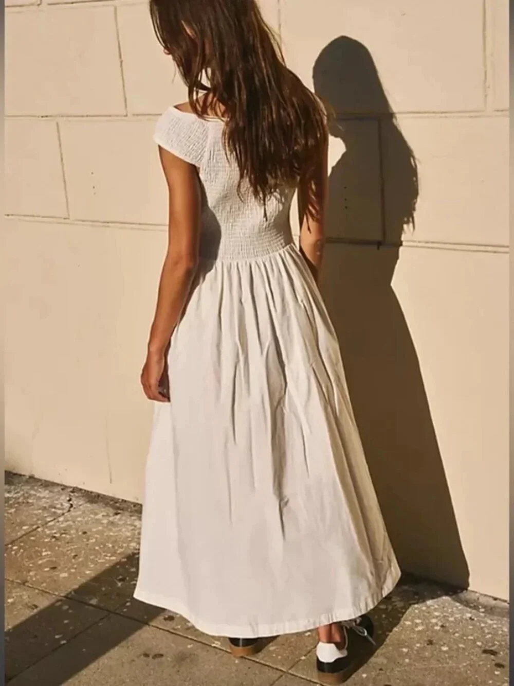 Free People free est Ceci Smocked Midi Dress Slim Off The Shoulder S